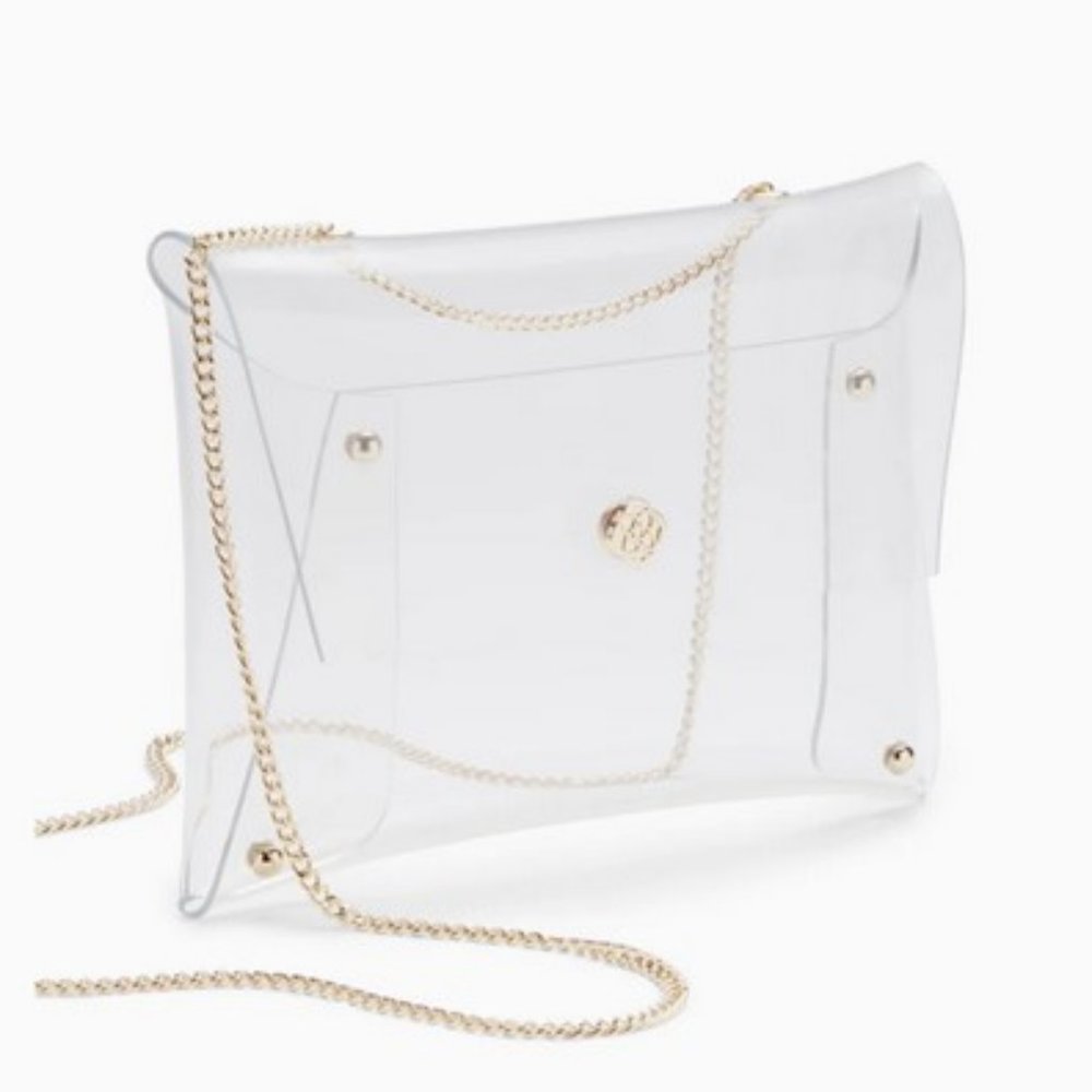 NWT KENDRA SCOTT Clear Stadium Crossbody Bag in Gold